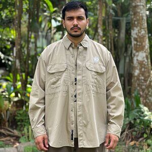 5.11 Tactical Series Men's Vented 100% Cotton Beige Shirt Gorpcore Hiking Size L